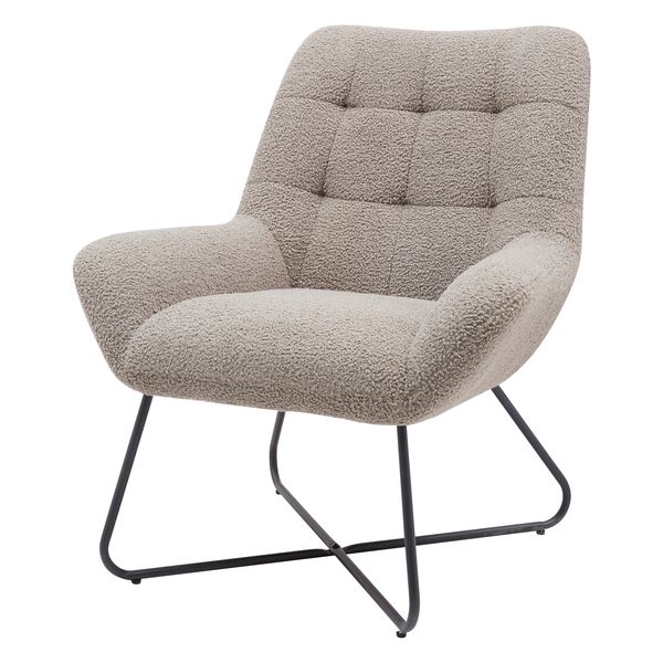 Fauteuil tissu effet laine bouclée gris foncé Kami