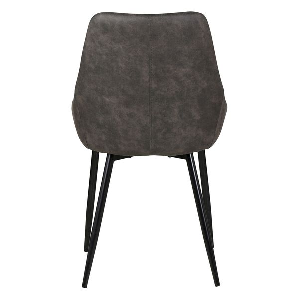 Chaise tissu effet daim gris foncé piètement métal noir BARI