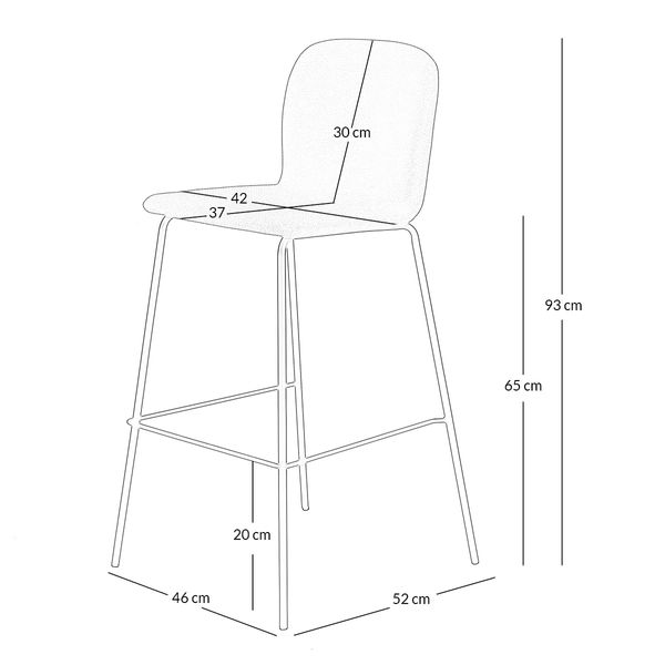 Chaise de bar moderne tissu ombre piètement métal h75 cm SENSE