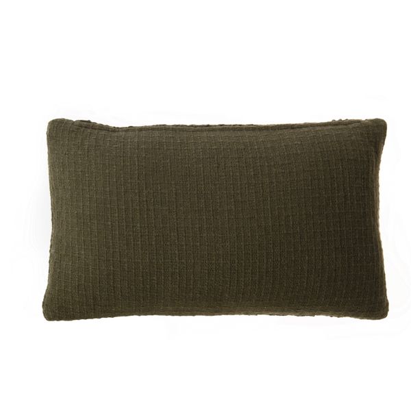 Housse de coussin verte en laine 50 x 30 cm Eden