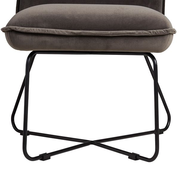 Fauteuil velours gris foncé pieds métal Hall