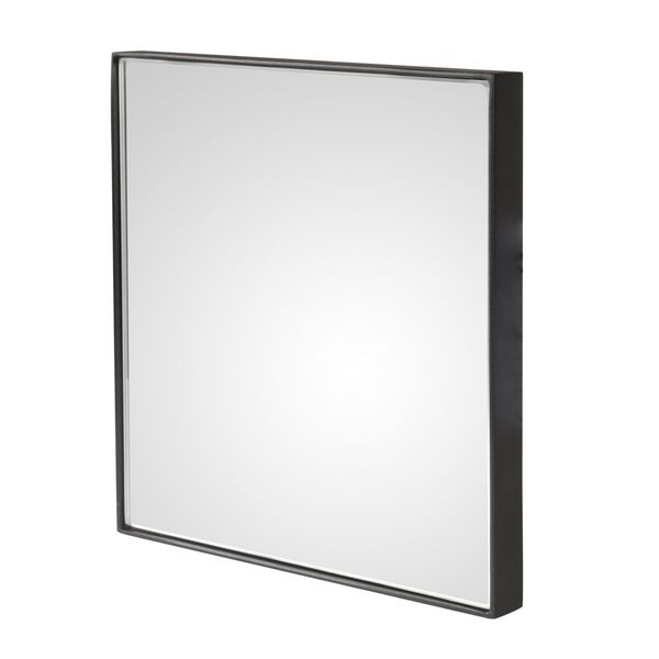 Miroir art déco vintage industriel carré métal noir 25 cm Ismo