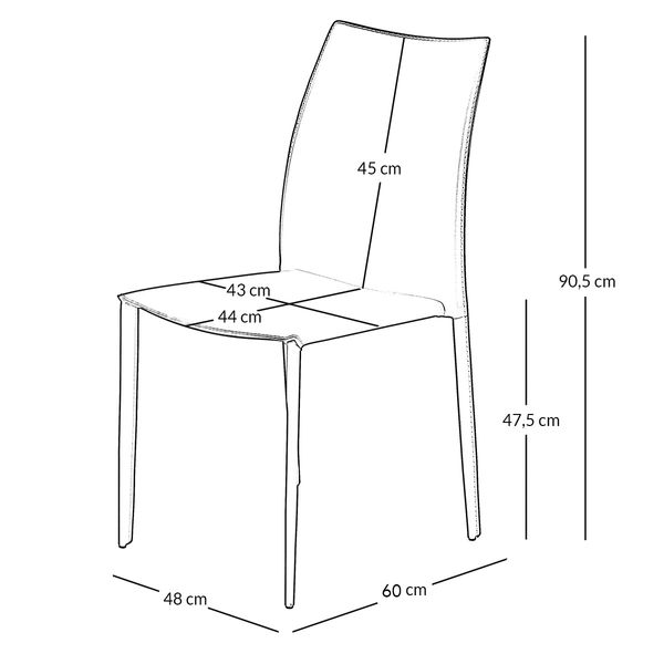 Chaise de repas cuir noir Solène