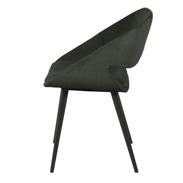 Chaise design en velours côtelé vert foncé pieds métal ADA