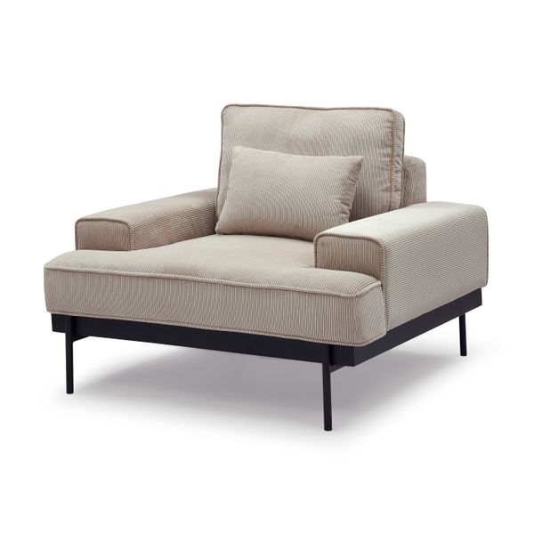 Fauteuil velours cotelé beige Yoko