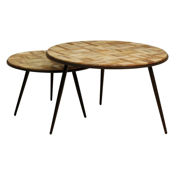 Tables basses gigognes teck recyclé 74cm - Set de 2 WOODY