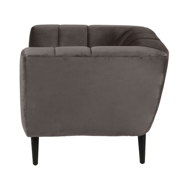 Fauteuil velours gris foncé capitonné Amaro