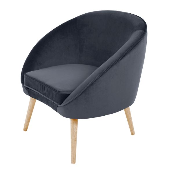 Fauteuil velours gris foncé Safir