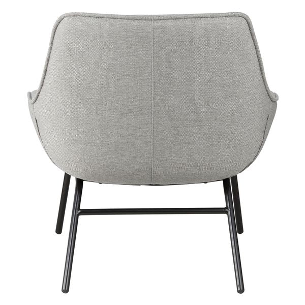 Fauteuil tissu gris clair pieds métal noir Martin