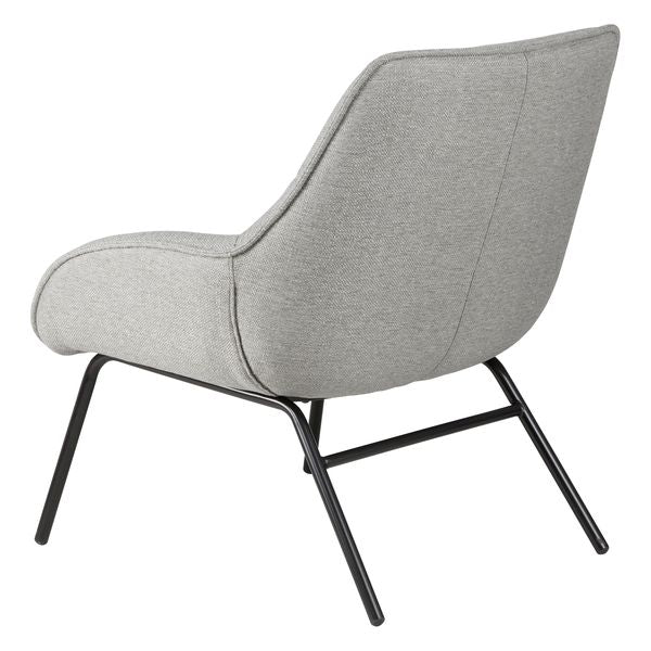 Fauteuil tissu gris clair pieds métal noir Martin