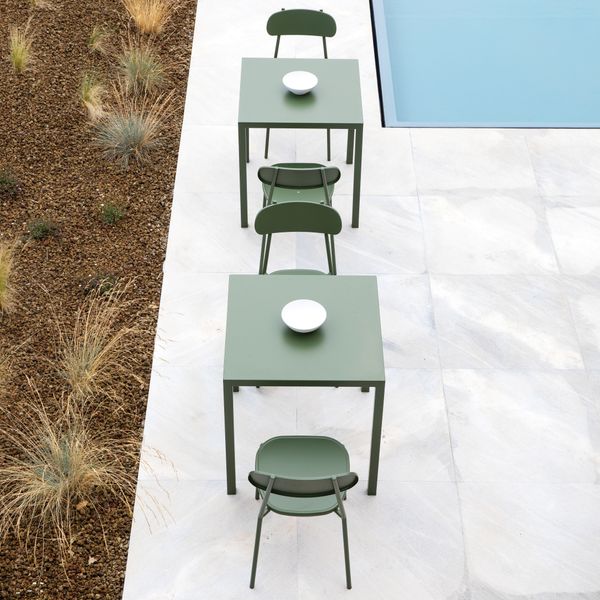 Table de jardin carrée 80cm métal vert foncé QUATRIS