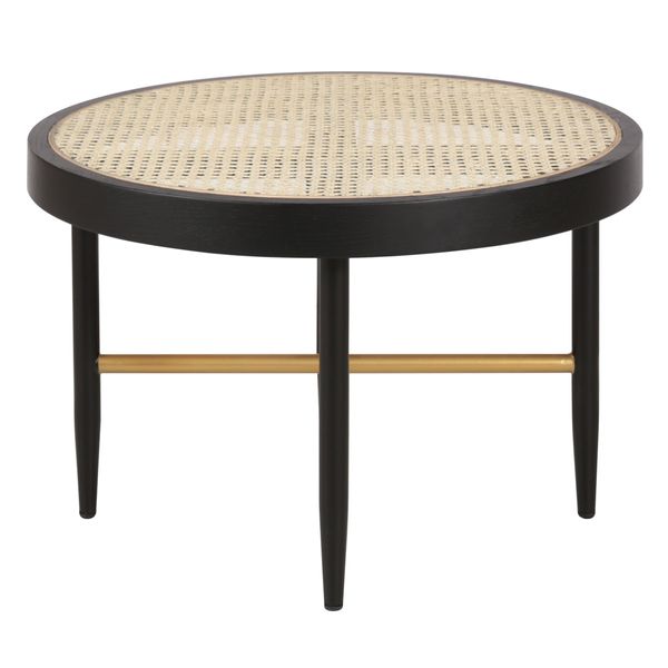 Table basse en cannage naturel et chêne noir ronde Ø 60 cm Exalt