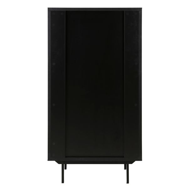 Buffet haut placage chêne noir h 161 cm 2 portes piètement métal Mojo