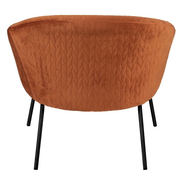 Fauteuil en velours cognac pieds métal MARCO