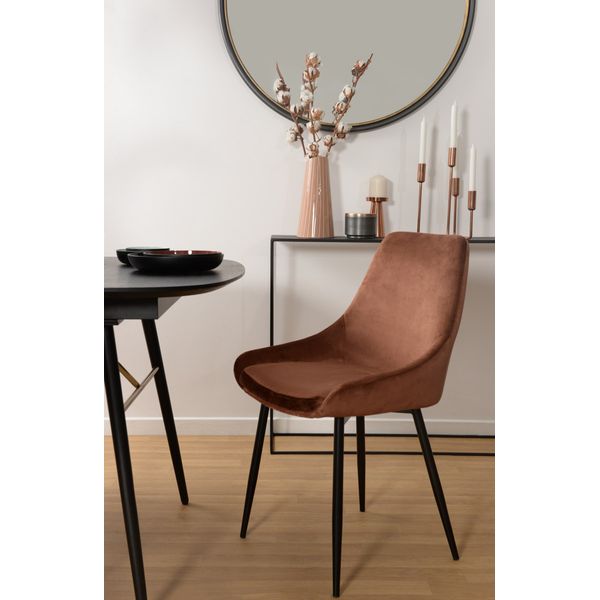 Chaise en velours marron pieds métal BARI