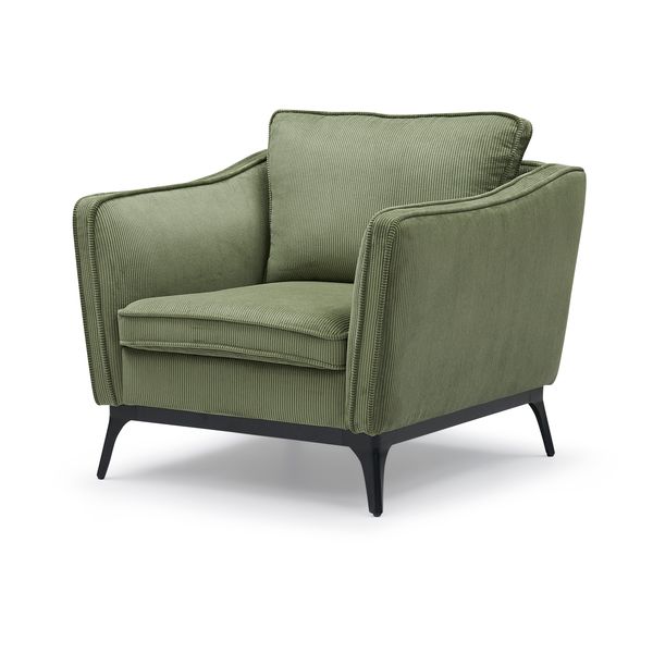 Fauteuil velours côtelé vert sapin Cleo