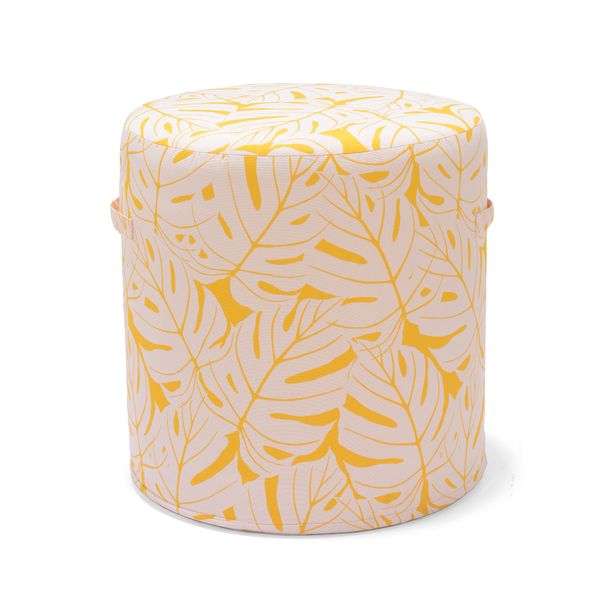 Pouf d'extérieur imprimé feuilles jaune citron AZUR