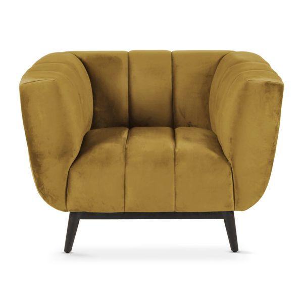 Fauteuil velours ocre pieds métal Amaro