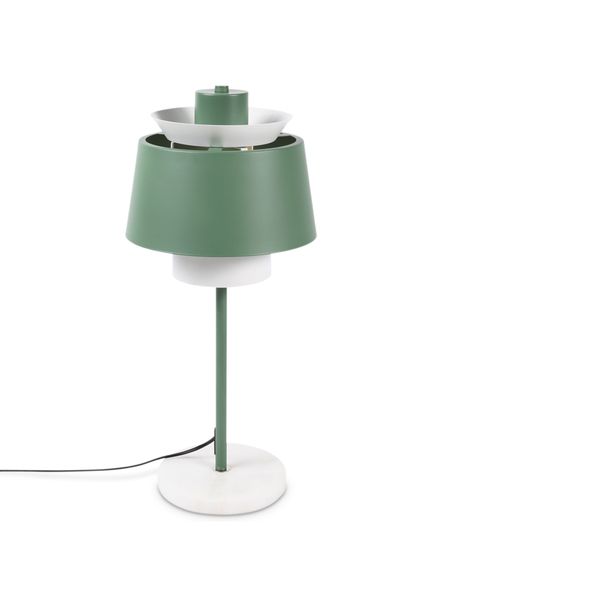 Lampe de table en fer vert de gris avec socle en marbre Mira