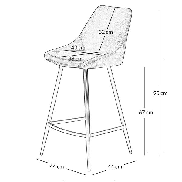 Chaise plan de travail velours vert foncé et pieds métal BARI