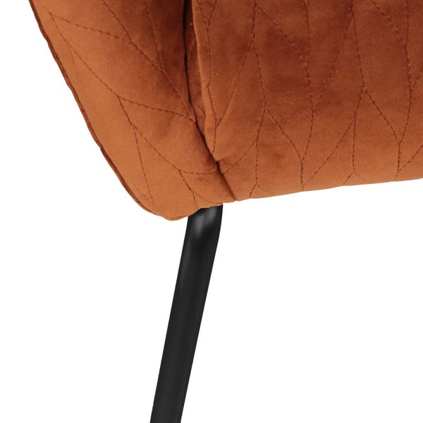 Fauteuil en velours cognac pieds métal MARCO