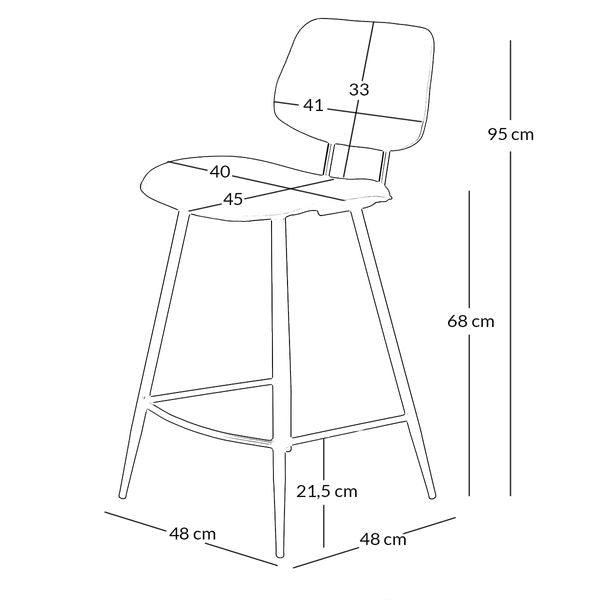 Chaise plan de travail velours vert foncé piètement métal noir h68 LIZZY