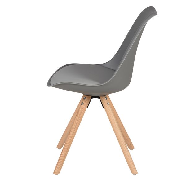 Chaise scandinave à coque grise pieds chêne Cross