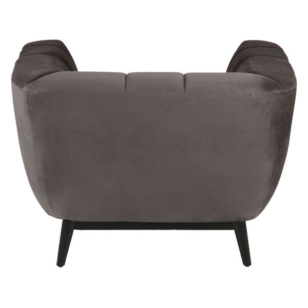 Fauteuil velours gris foncé capitonné Amaro