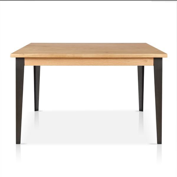 Table repas carrée 140 cm chêne et pieds en métal Manhattan