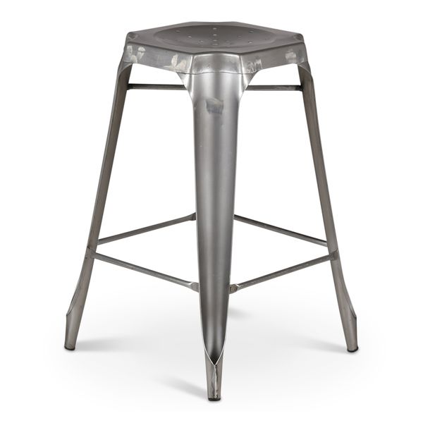 Tabouret plan de travail industriel argent