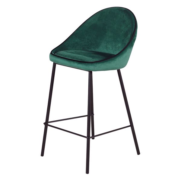 Chaise de bar velours vert canard surpiqué design Maya