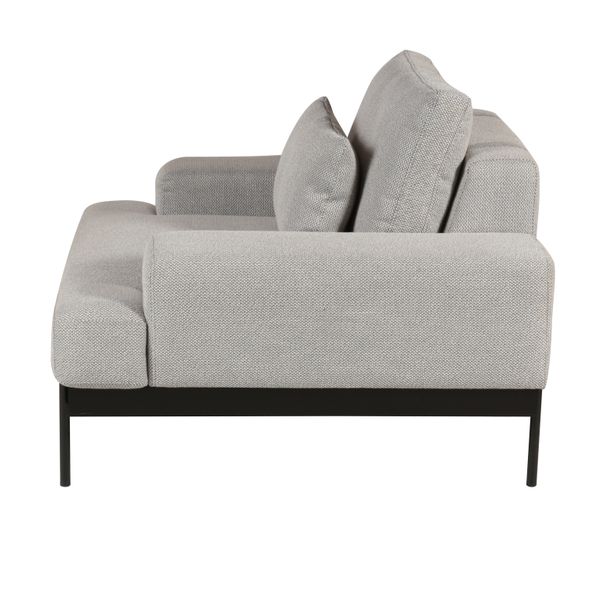 Fauteuil tissu gris clair pieds métal Yoko