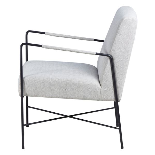 Fauteuil chevron gris pieds métal Luis