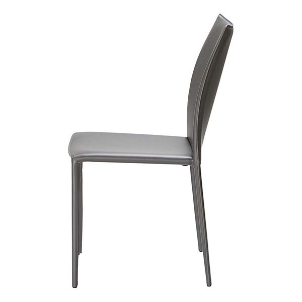 Chaise de repas en cuir gris Solène