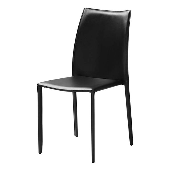 Chaise de repas cuir noir Solène