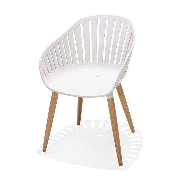 Fauteuil repas d'extérieur plastique blanc AZUR