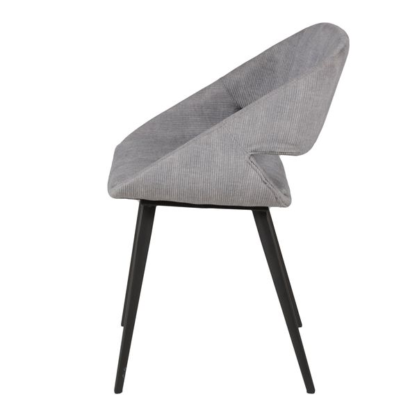 Chaise design en velours côtelé gris clair pieds métal ADA