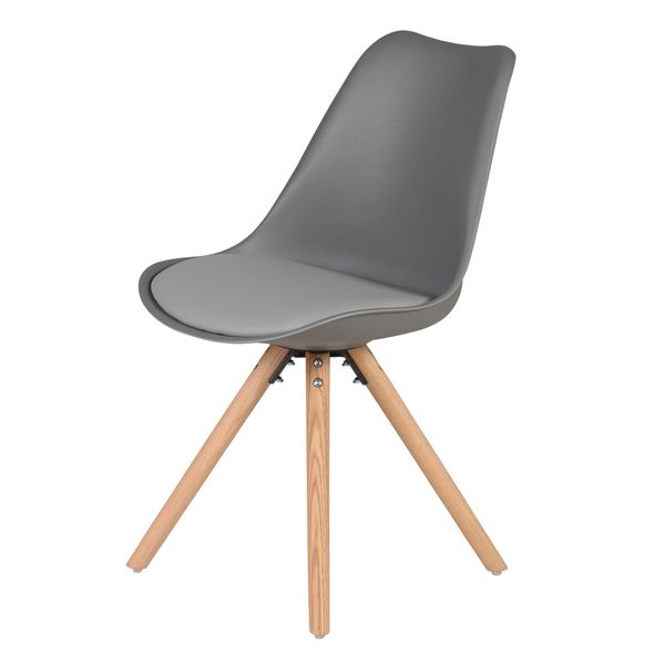 Chaise scandinave à coque grise pieds chêne Cross