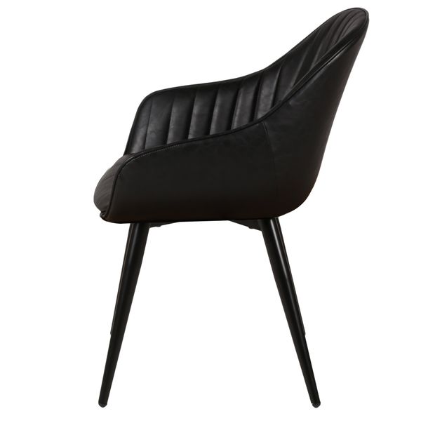 Chaise accoudoirs PU noir piètement métal noir Bari