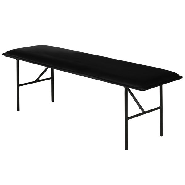 Banc moderne design velours noir 134cm piètement métal noir mat Lucce