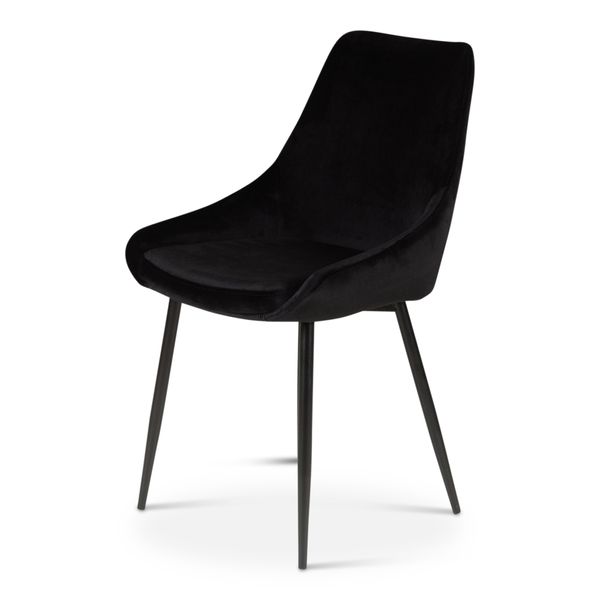 Chaise en velours noir pieds métal BARI