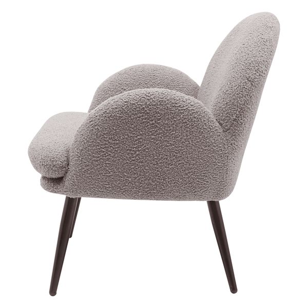 Fauteuil tissu effet laine bouclée gris foncé Oreo