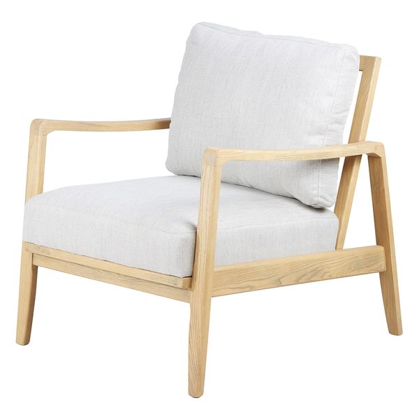 Fauteuil chevron beige pieds frêne naturel Pablo