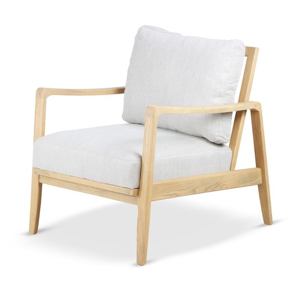 Fauteuil chevron beige pieds frêne naturel Pablo