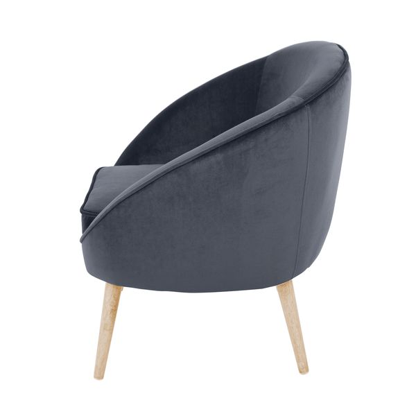 Fauteuil velours gris foncé Safir