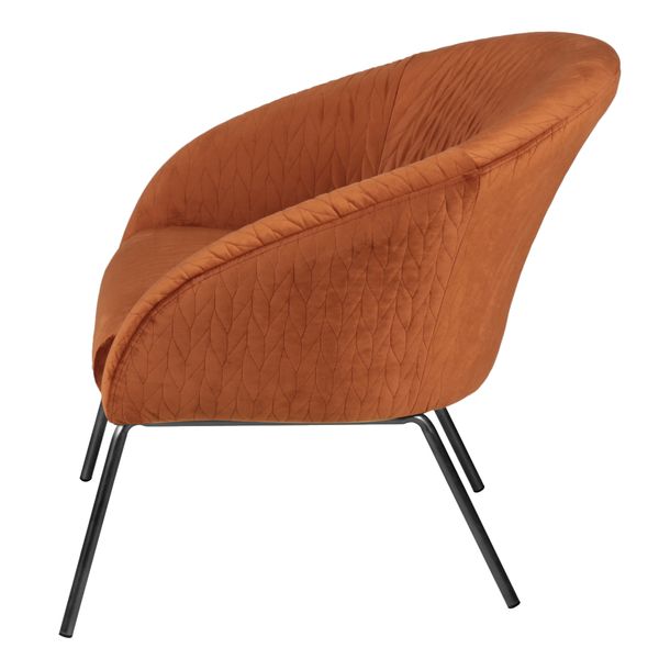 Fauteuil en velours cognac pieds métal MARCO