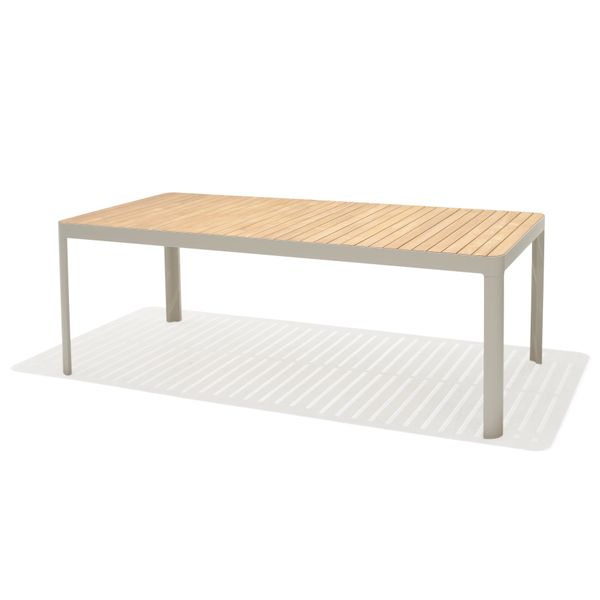 Table de jardin 210cm eucalyptus et aluminium blanc AZUR