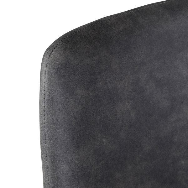 Chaise tissu effet daim gris foncé piètement métal noir BARI