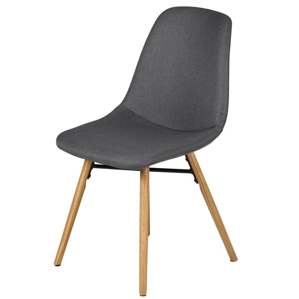 Chaise de repas en tissu gris foncé et pieds chêne May