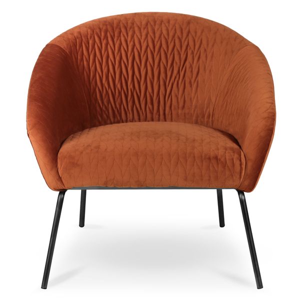 Fauteuil en velours cognac pieds métal MARCO